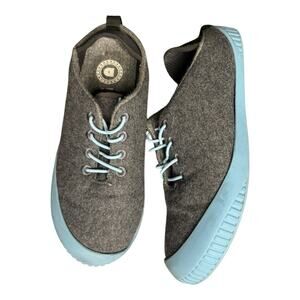 Dualyz Fit Gray Blue 100% Wool Slipper Shoe Removable Sole Women’s Size 8 Comfy